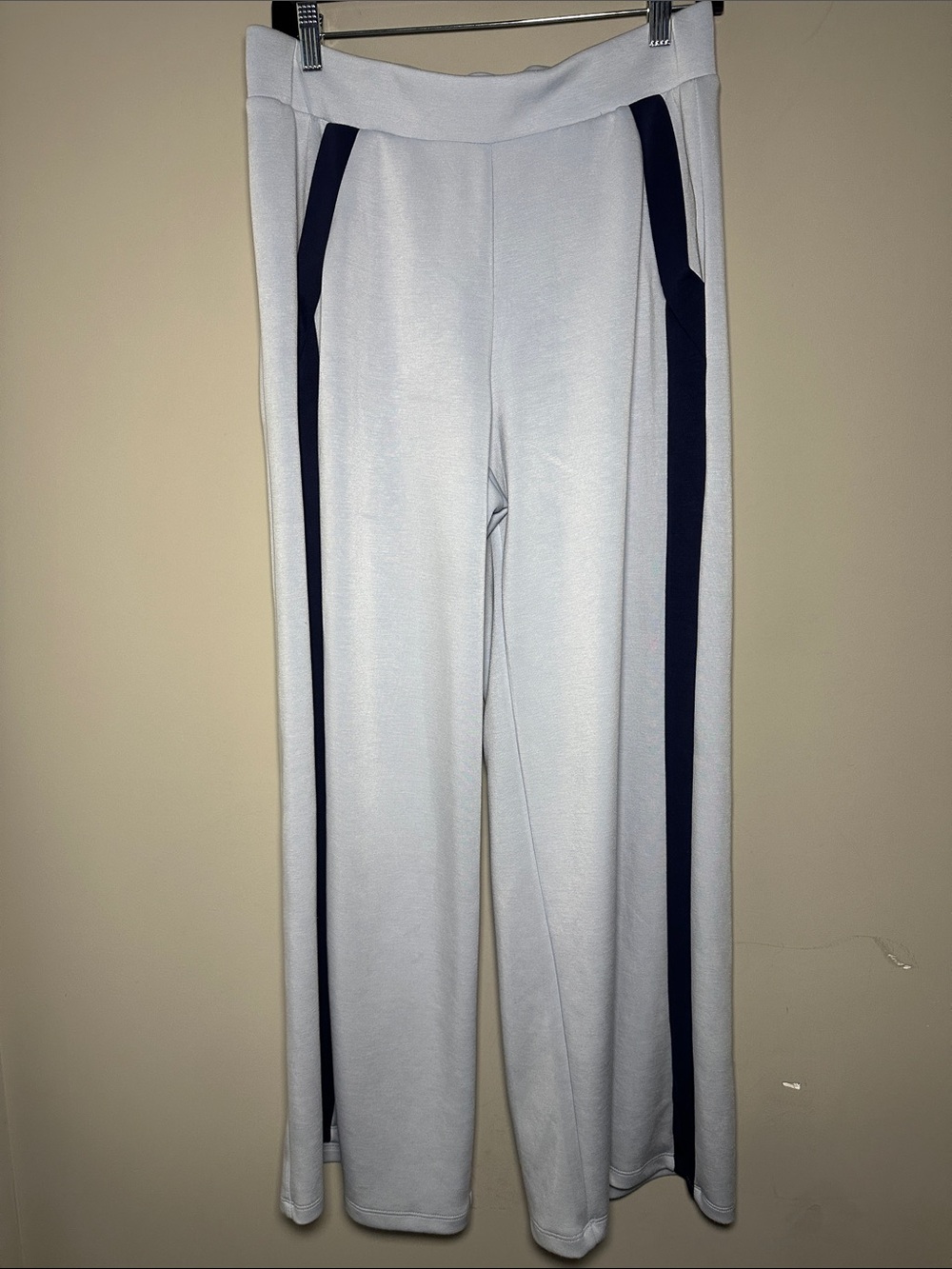 Magaschoni Light blue with navy stripes lounge wide leg pants